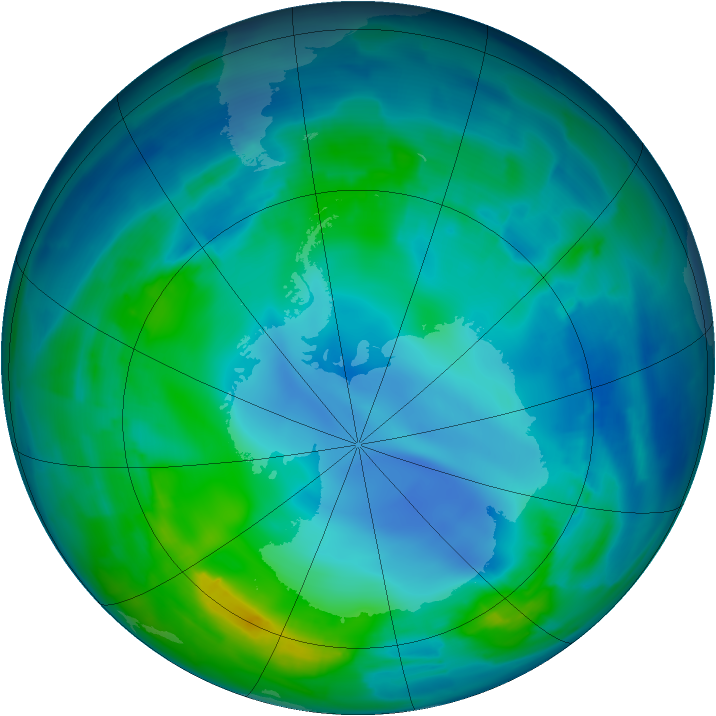 Antarctic ozone map for 06 May 2009